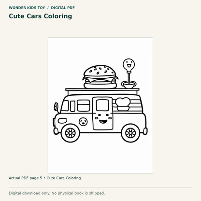 Cute Cars Coloring: actual page 5 from Cute Cars Coloring. Digital only; no physical book.