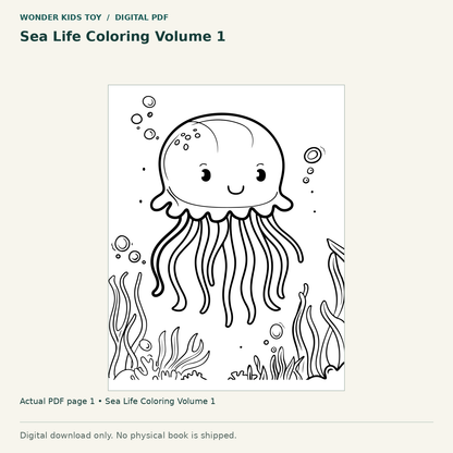 Sea Life Coloring Volume 1: actual page 1 from Sea Life Coloring Volume 1. Digital only; no physical book.