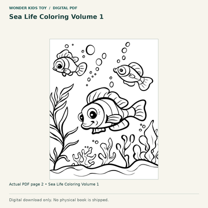 Sea Life Coloring Volume 1: actual page 2 from Sea Life Coloring Volume 1. Digital only; no physical book.