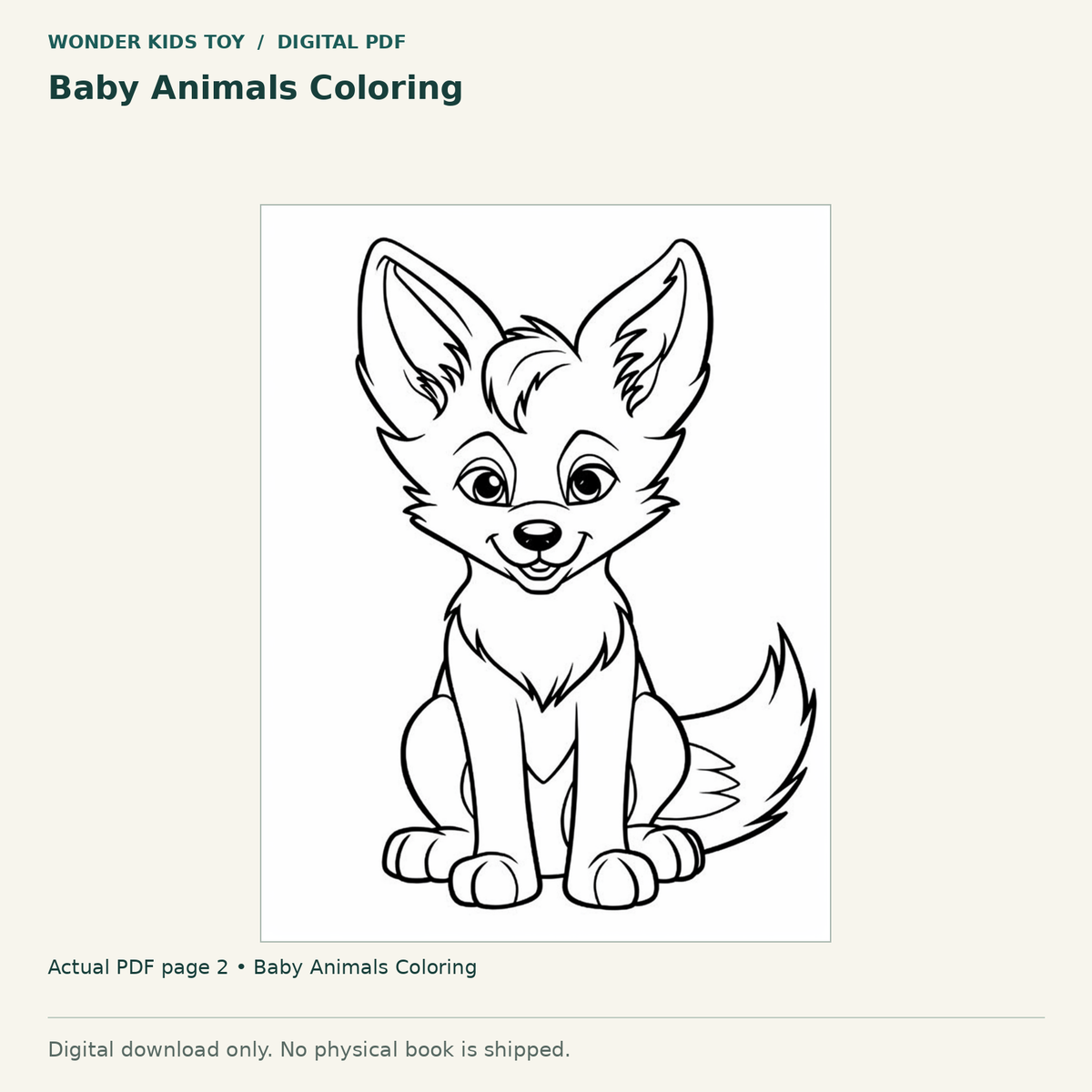 Baby Animals Coloring: actual page 2 from Baby Animals Coloring. Digital only; no physical book.