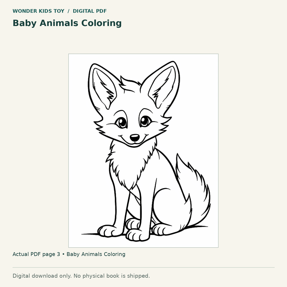 Baby Animals Coloring: actual page 3 from Baby Animals Coloring. Digital only; no physical book.