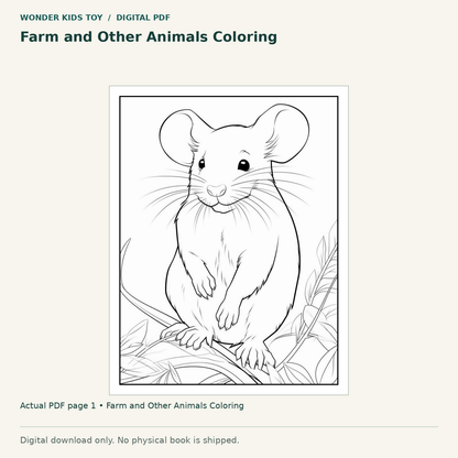 Farm and Other Animals Coloring: actual page 1 from Farm and Other Animals Coloring. Digital only; no physical book.