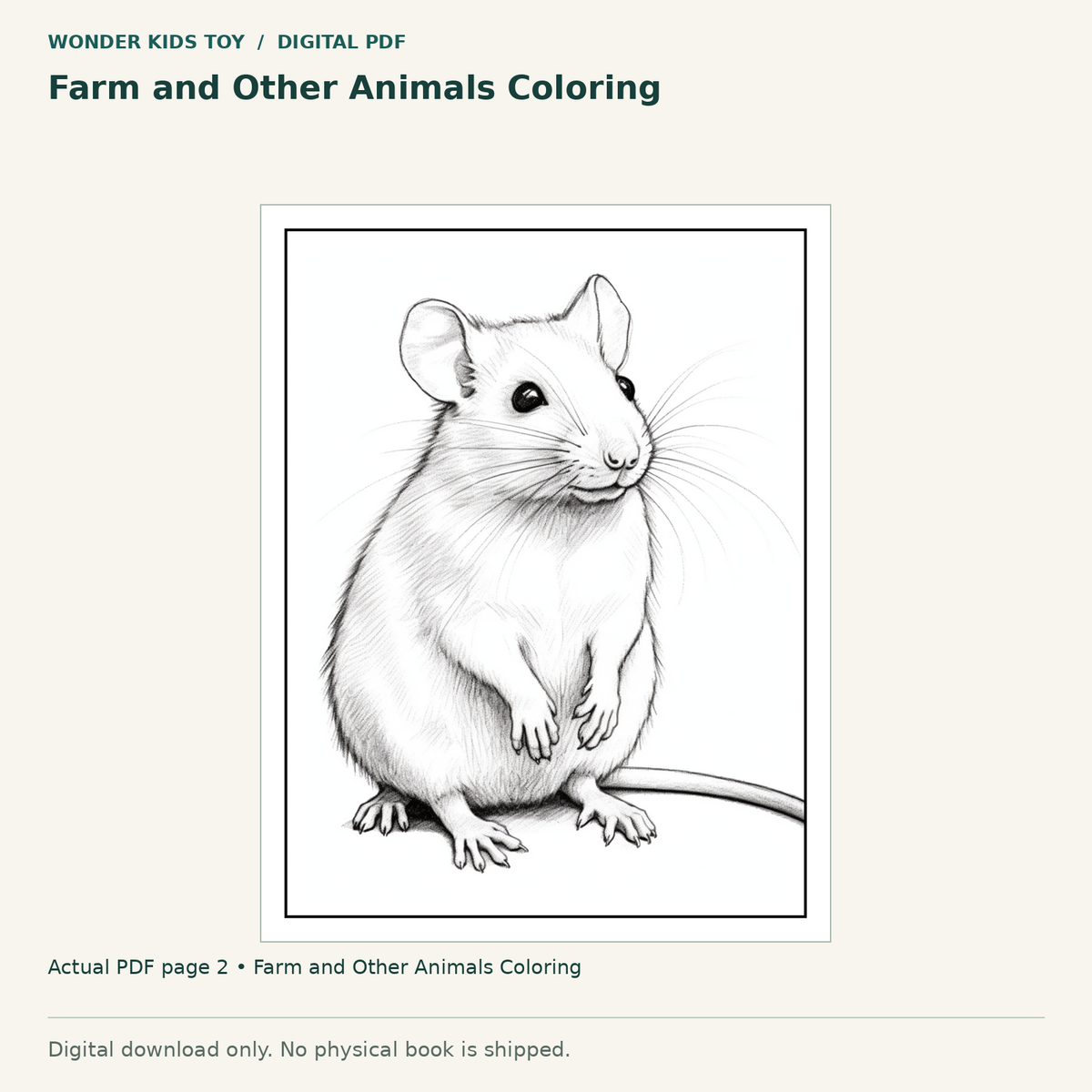 Farm and Other Animals Coloring: actual page 2 from Farm and Other Animals Coloring. Digital only; no physical book.