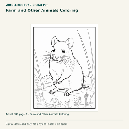 Farm and Other Animals Coloring: actual page 3 from Farm and Other Animals Coloring. Digital only; no physical book.