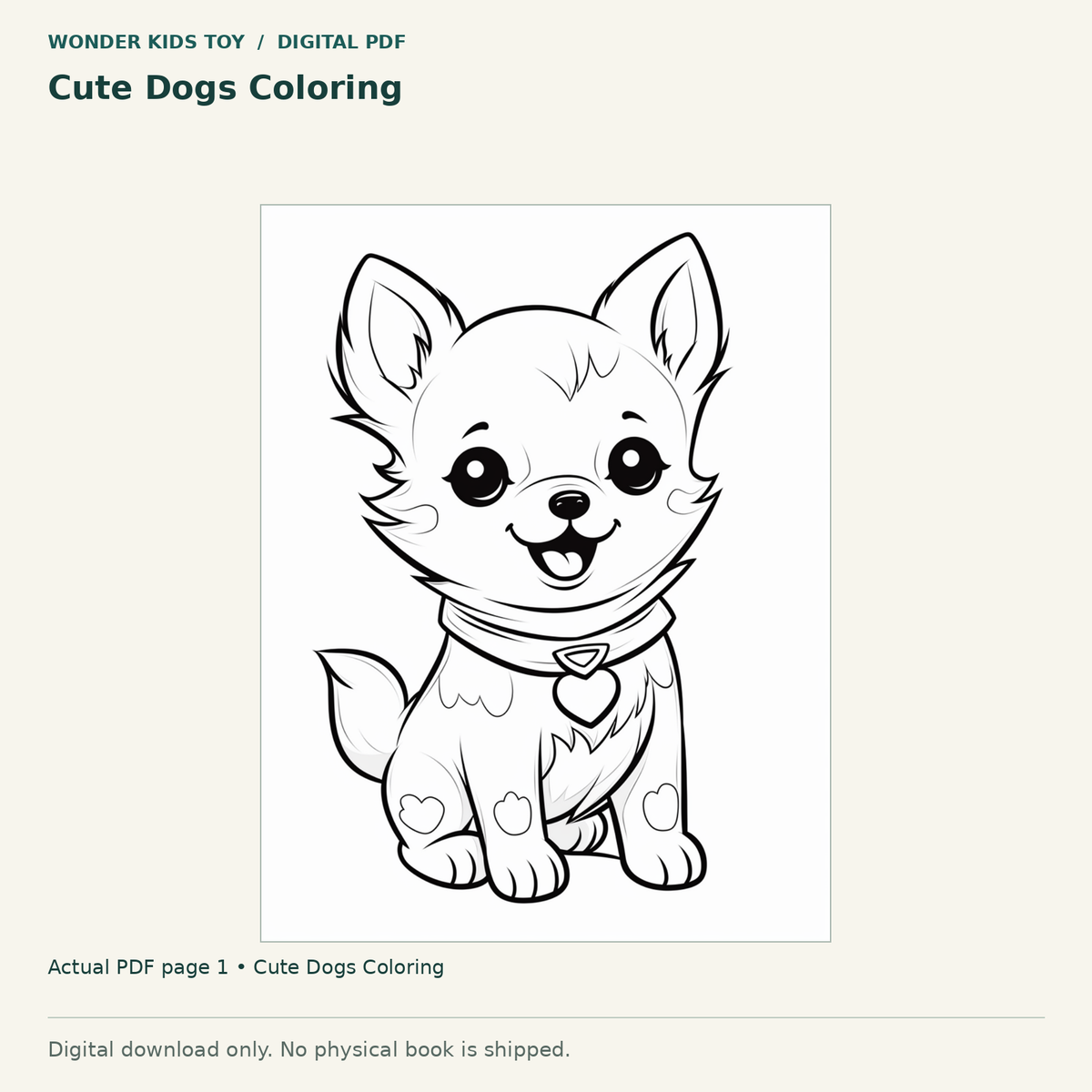 Cute Dogs Coloring: actual page 1 from Cute Dogs Coloring. Digital only; no physical book.