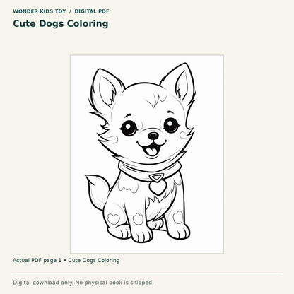Cute Dogs Coloring: actual page 1 from Cute Dogs Coloring. Digital only; no physical book.