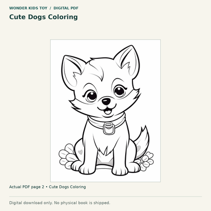 Cute Dogs Coloring: actual page 2 from Cute Dogs Coloring. Digital only; no physical book.