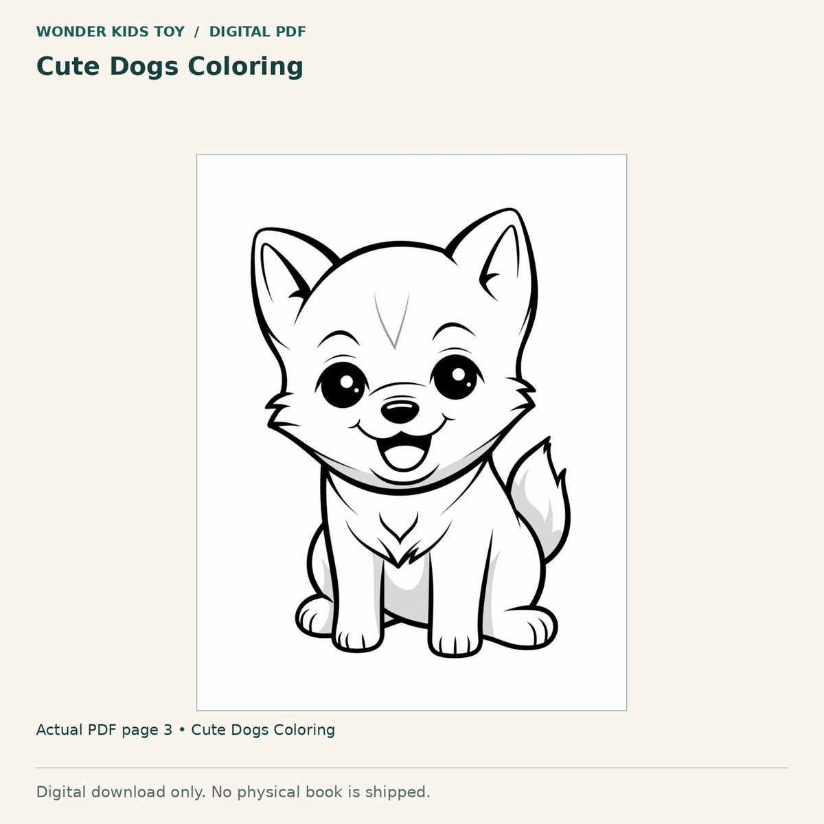 Cute Dogs Coloring: actual page 3 from Cute Dogs Coloring. Digital only; no physical book.