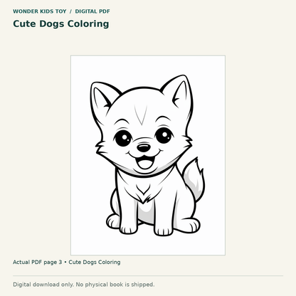 Cute Dogs Coloring: actual page 3 from Cute Dogs Coloring. Digital only; no physical book.