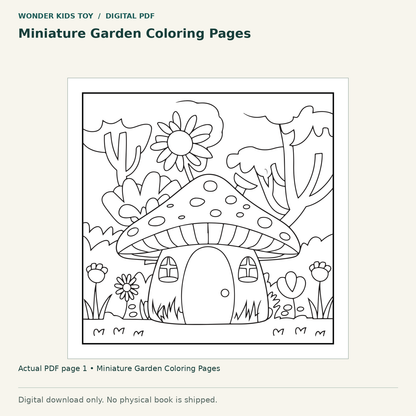 Miniature Garden Coloring Pages: actual page 1 from Miniature Garden Coloring Pages. Digital only; no physical book.