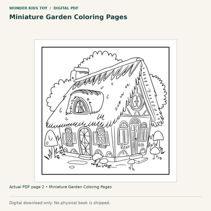 Miniature Garden Coloring Pages: actual page 2 from Miniature Garden Coloring Pages. Digital only; no physical book.