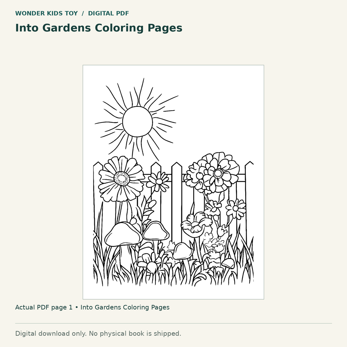 Into Gardens Coloring Pages: actual page 1 from Into Gardens Coloring Pages. Digital only; no physical book.