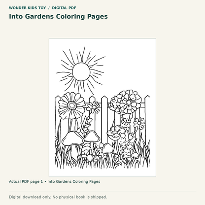 Into Gardens Coloring Pages: actual page 1 from Into Gardens Coloring Pages. Digital only; no physical book.
