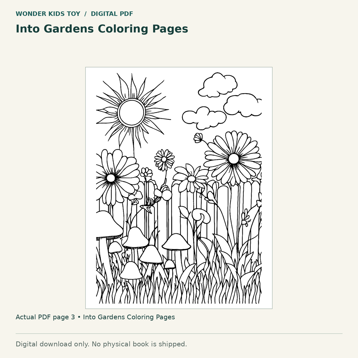 Into Gardens Coloring Pages: actual page 3 from Into Gardens Coloring Pages. Digital only; no physical book.