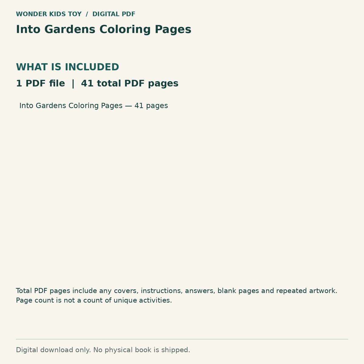 Into Gardens Coloring Pages: Contents: 1 PDF files, 41 total PDF pages. Digital only; no physical book.