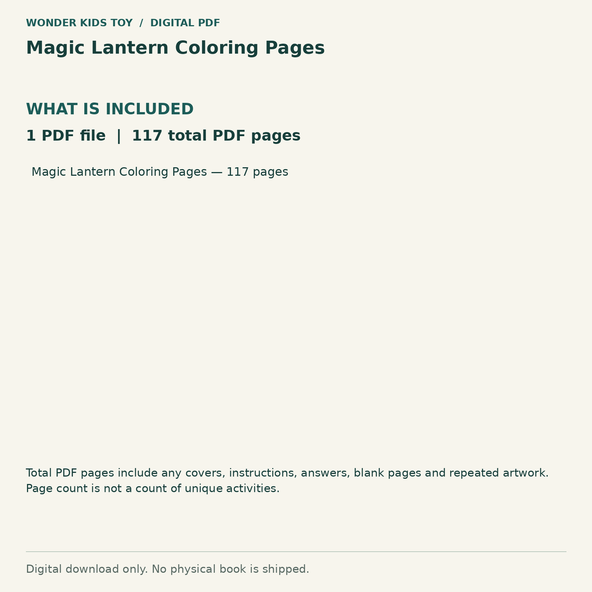 Magic Lantern Coloring Pages: Contents: 1 PDF files, 117 total PDF pages. Digital only; no physical book.