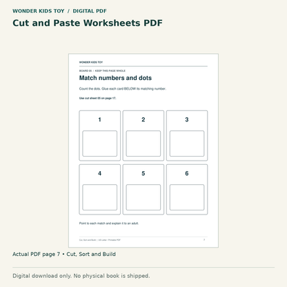Cut and Paste Worksheets PDF: actual page 7 from Cut, Sort and Build. Digital only; no physical book.