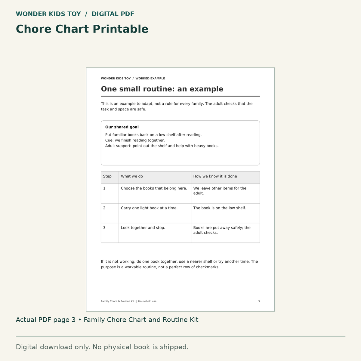 Chore Chart Printable: actual page 3 from Family Chore Chart and Routine Kit. Digital only; no physical book.