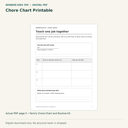 Chore Chart Printable: actual page 5 from Family Chore Chart and Routine Kit. Digital only; no physical book.