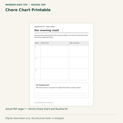 Chore Chart Printable: actual page 7 from Family Chore Chart and Routine Kit. Digital only; no physical book.