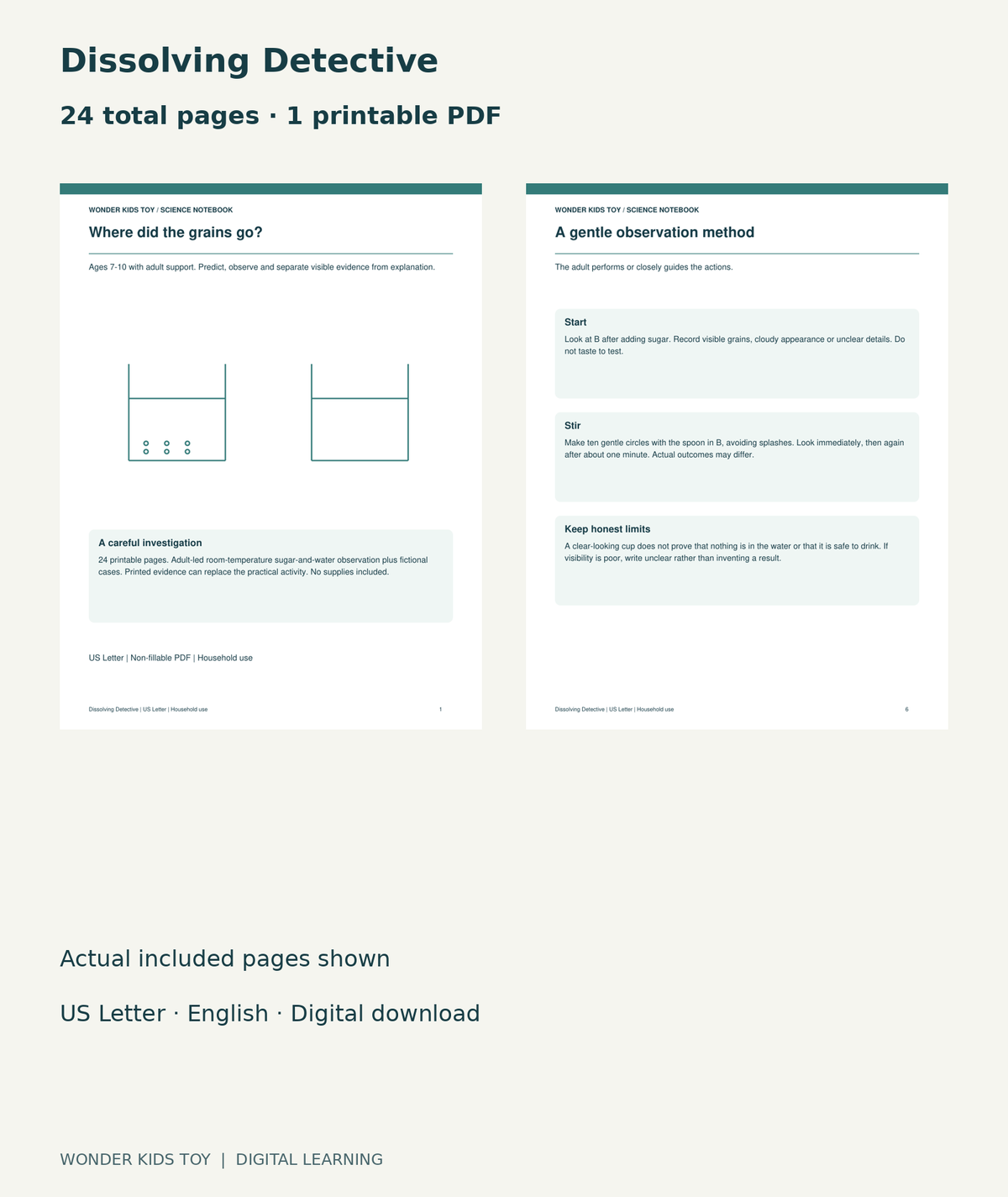 Dissolving Detective: actual included PDF cover and page 6, 24 total pages