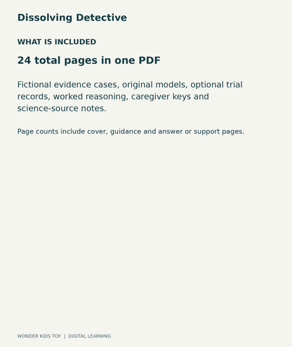 Dissolving Detective: contents overview, one PDF with 24 total pages