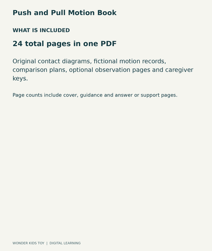 Push and Pull Motion Book: contents overview, one PDF with 24 total pages