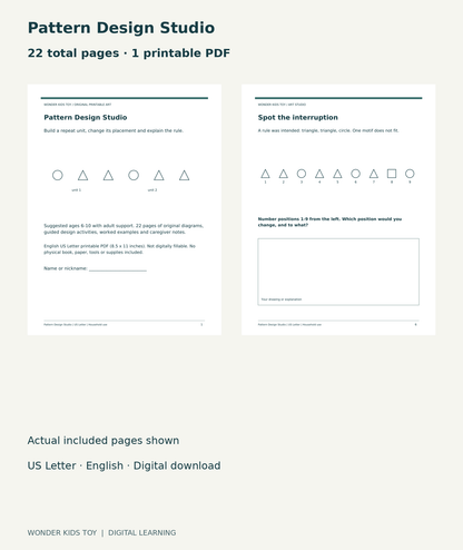 Pattern Design Studio: actual included PDF cover and page 6, 22 total pages