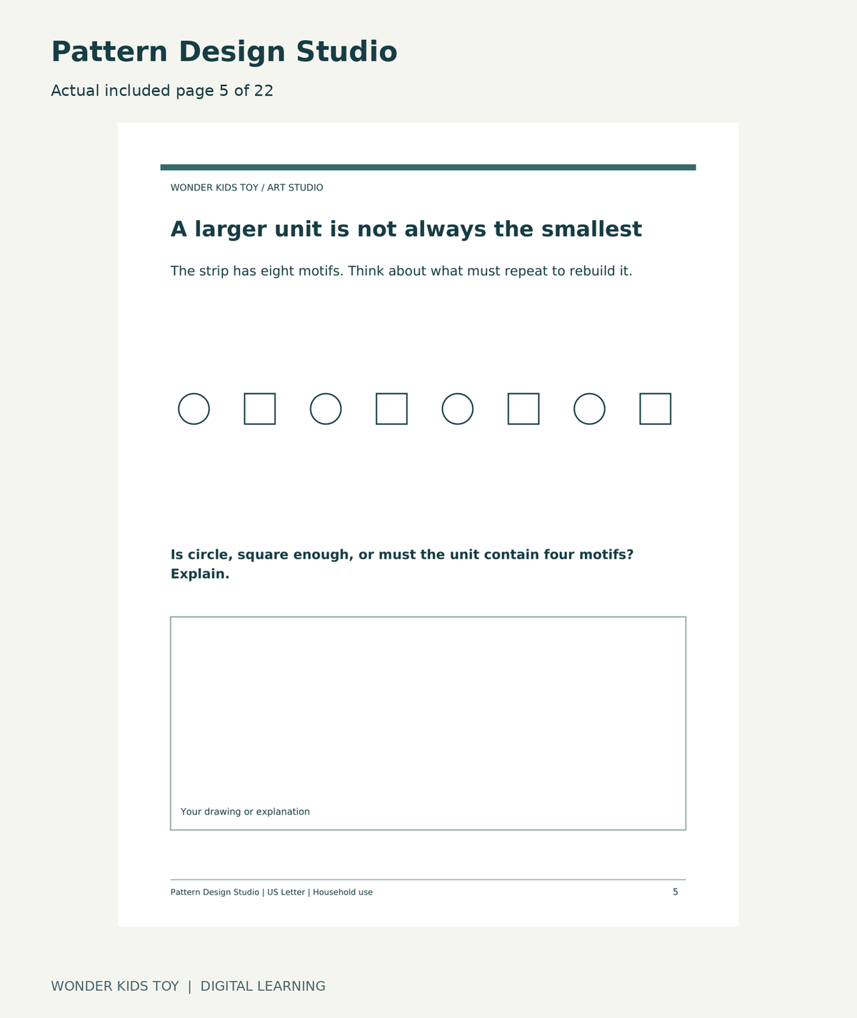 Pattern Design Studio: actual included PDF page 5 of 22