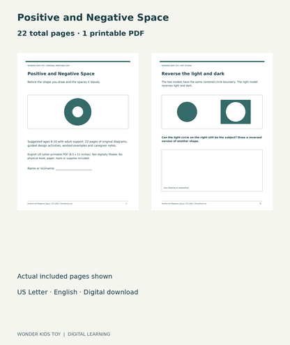 Positive and Negative Space: actual included PDF cover and page 6, 22 total pages