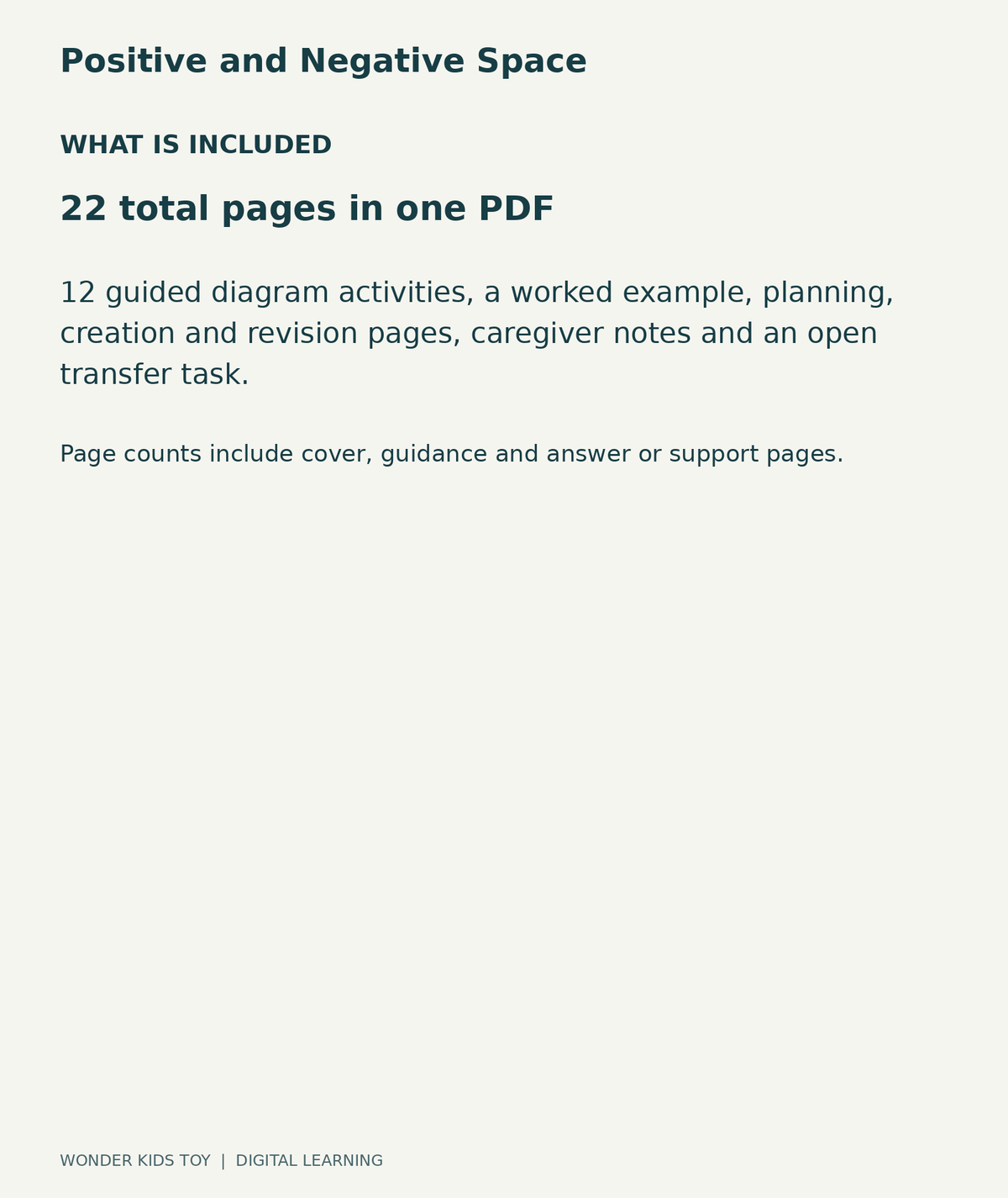 Positive and Negative Space: contents overview, one PDF with 22 total pages