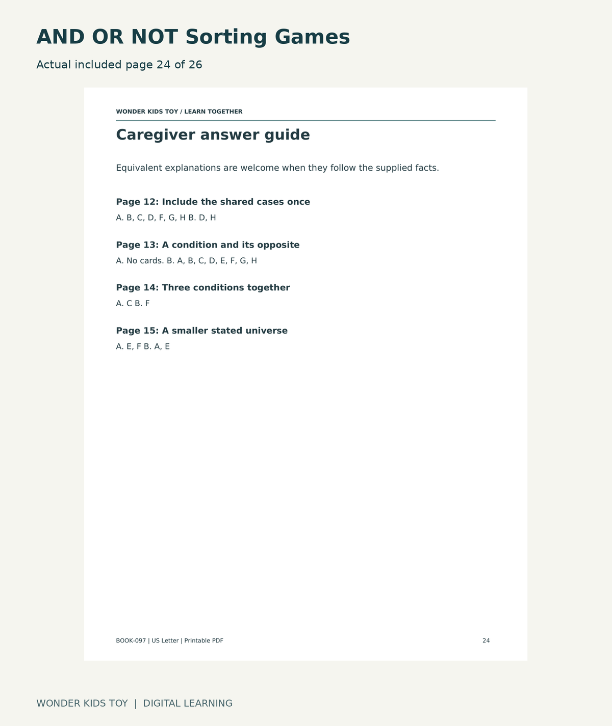 AND OR NOT Sorting Games: actual included PDF page 24 of 26