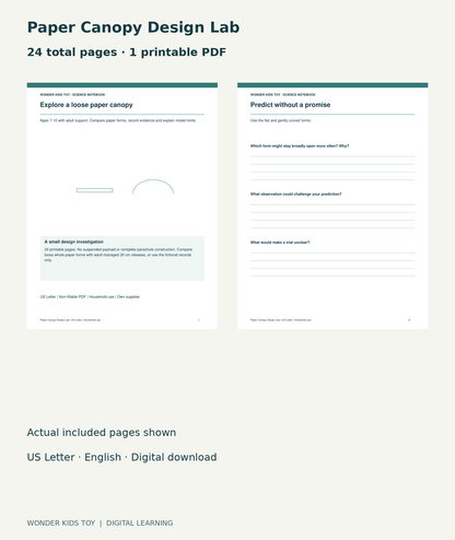 Paper Canopy Design Lab: actual included PDF cover and page 6, 24 total pages