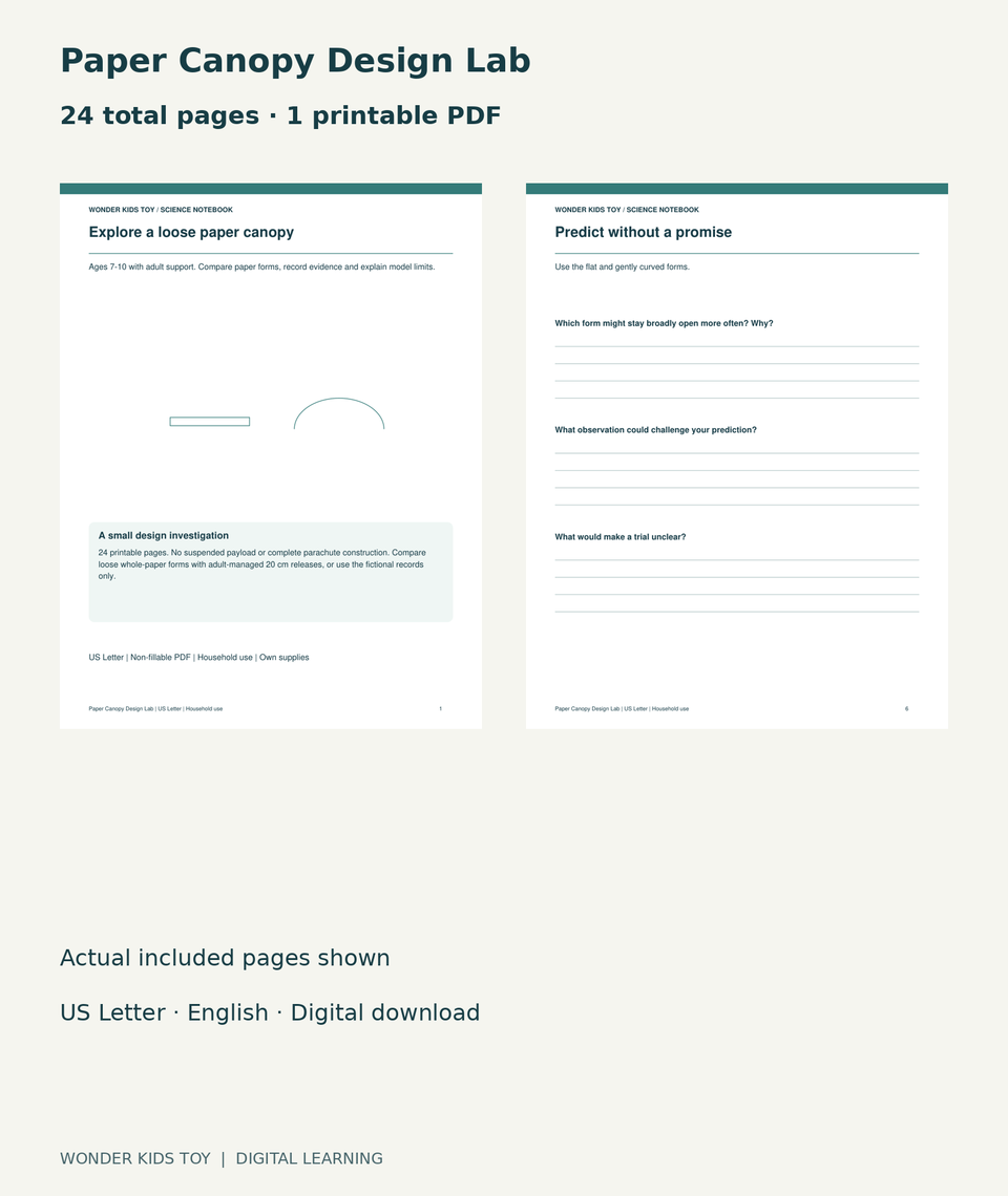 Paper Canopy Design Lab: actual included PDF cover and page 6, 24 total pages