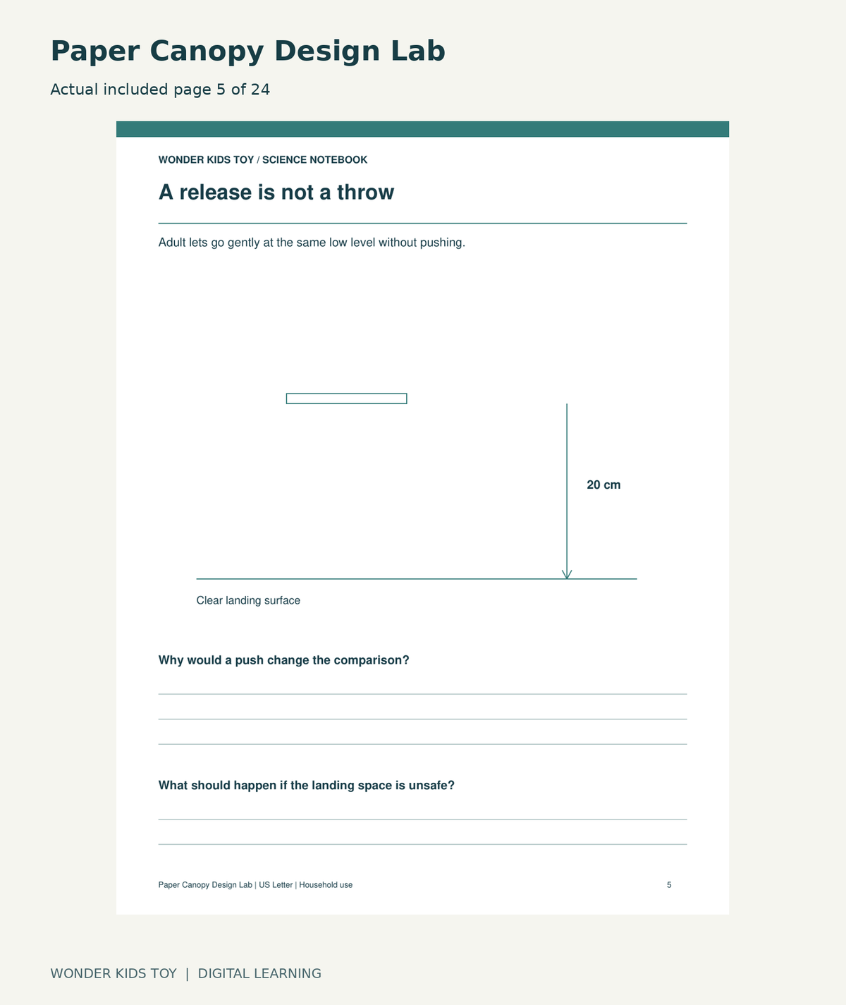 Paper Canopy Design Lab: actual included PDF page 5 of 24