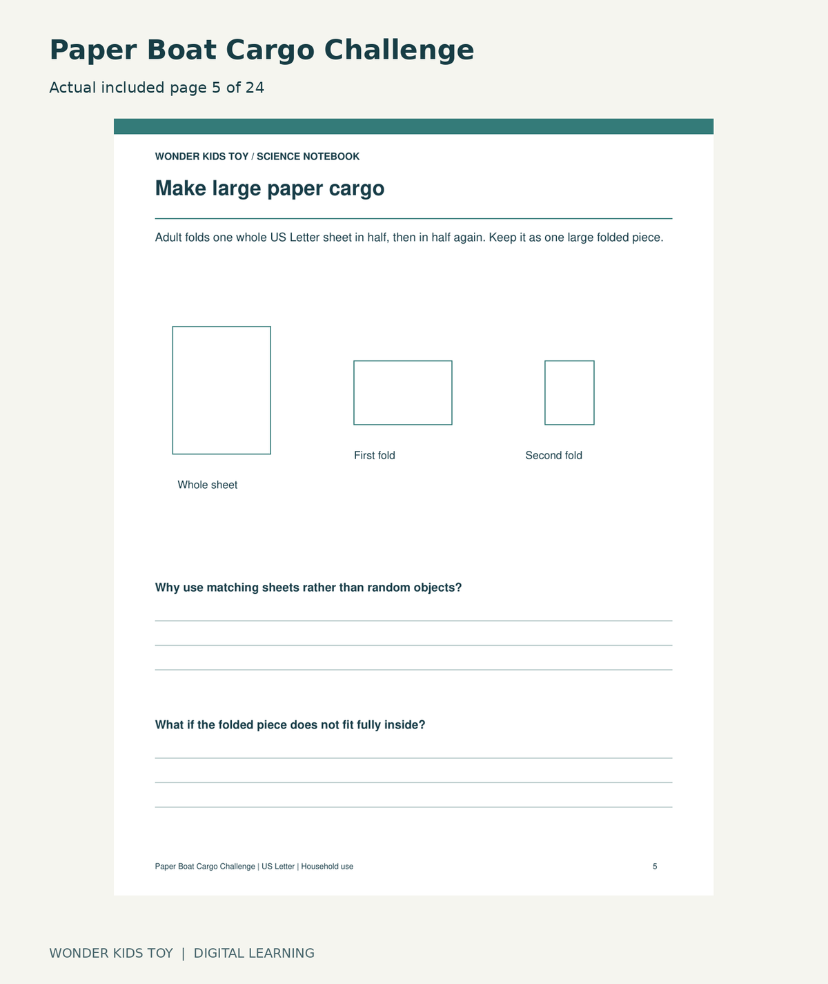 Paper Boat Cargo Challenge: actual included PDF page 5 of 24
