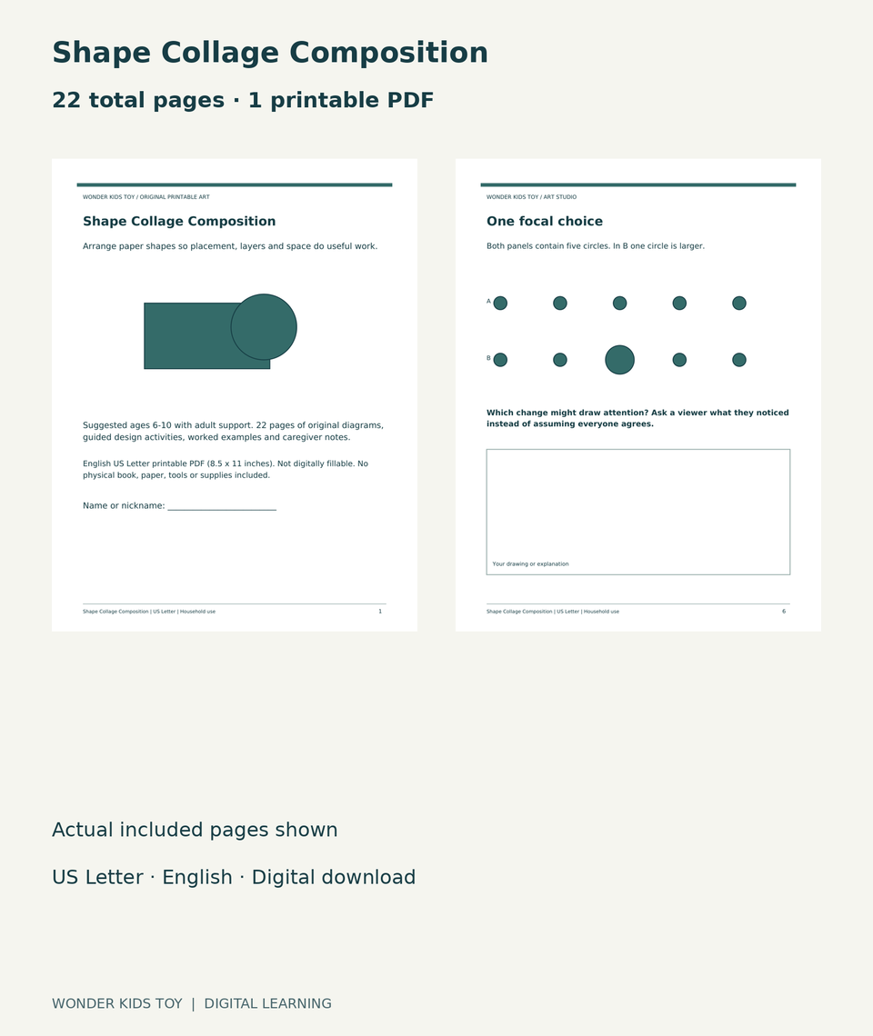 Shape Collage Composition: actual included PDF cover and page 6, 22 total pages