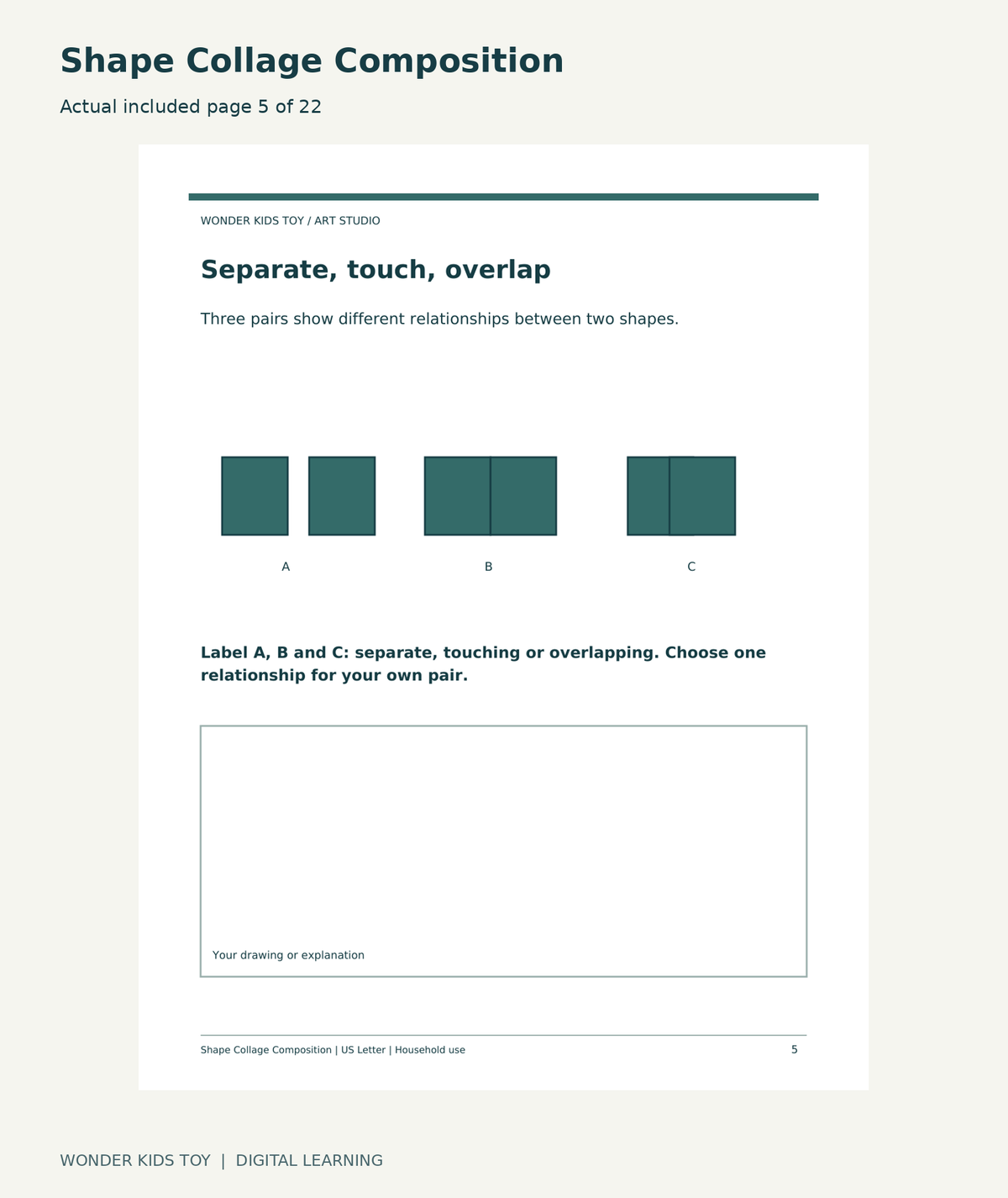 Shape Collage Composition: actual included PDF page 5 of 22