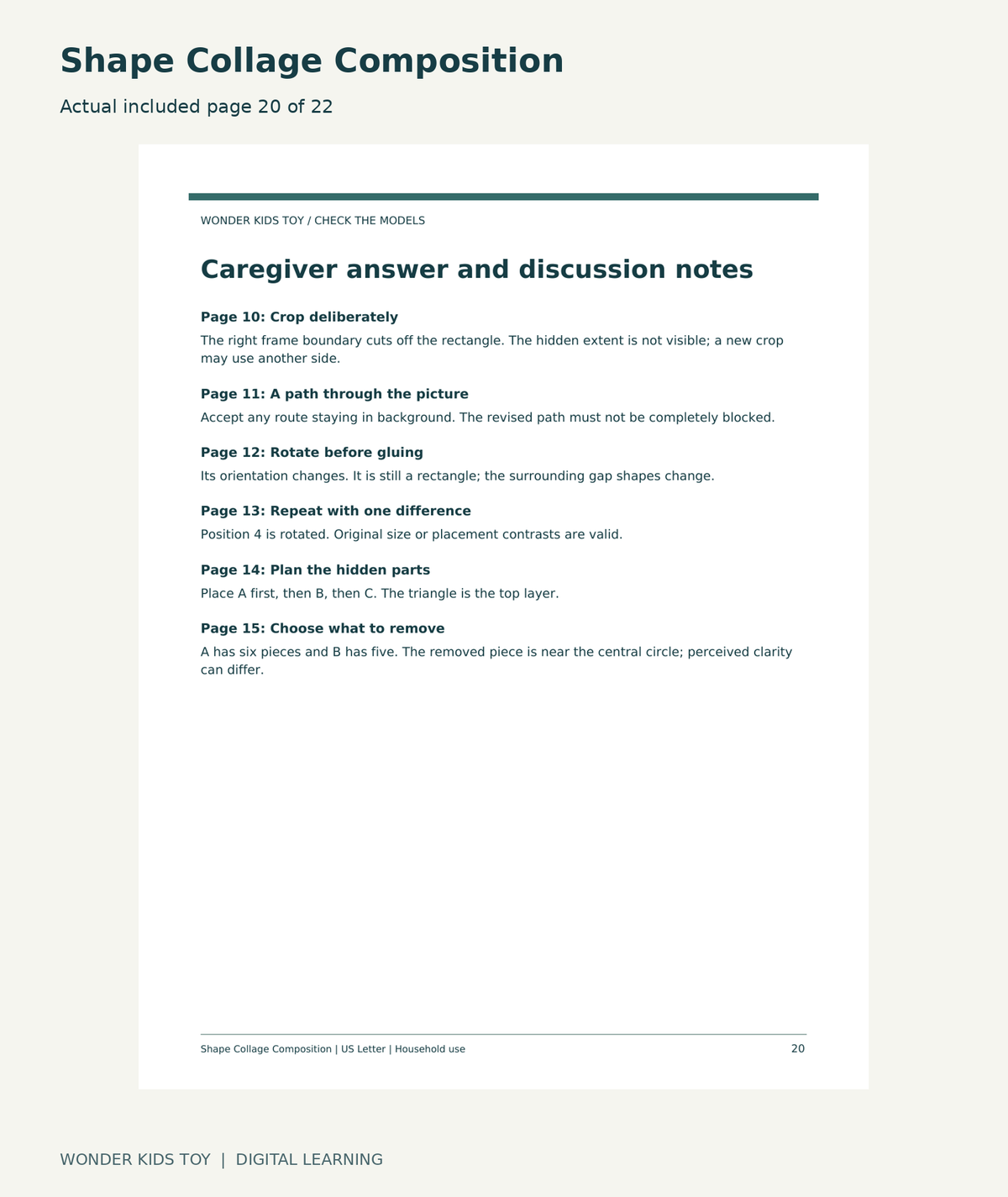 Shape Collage Composition: actual included PDF page 20 of 22