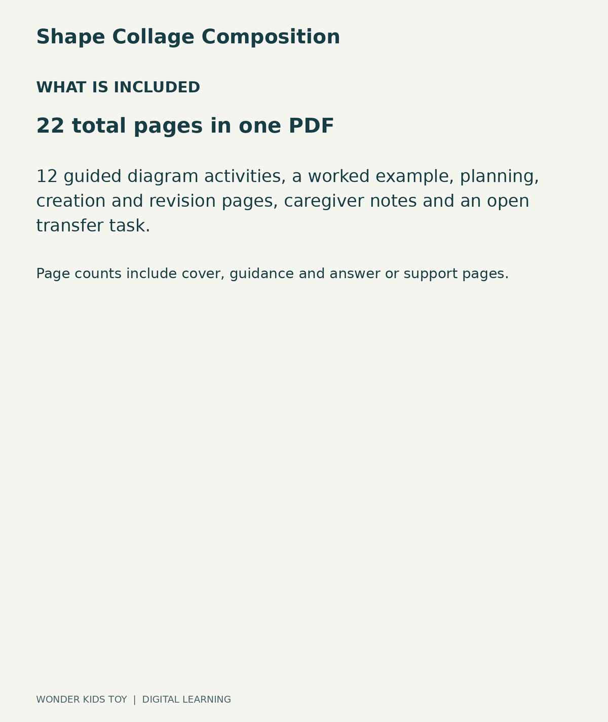 Shape Collage Composition: contents overview, one PDF with 22 total pages