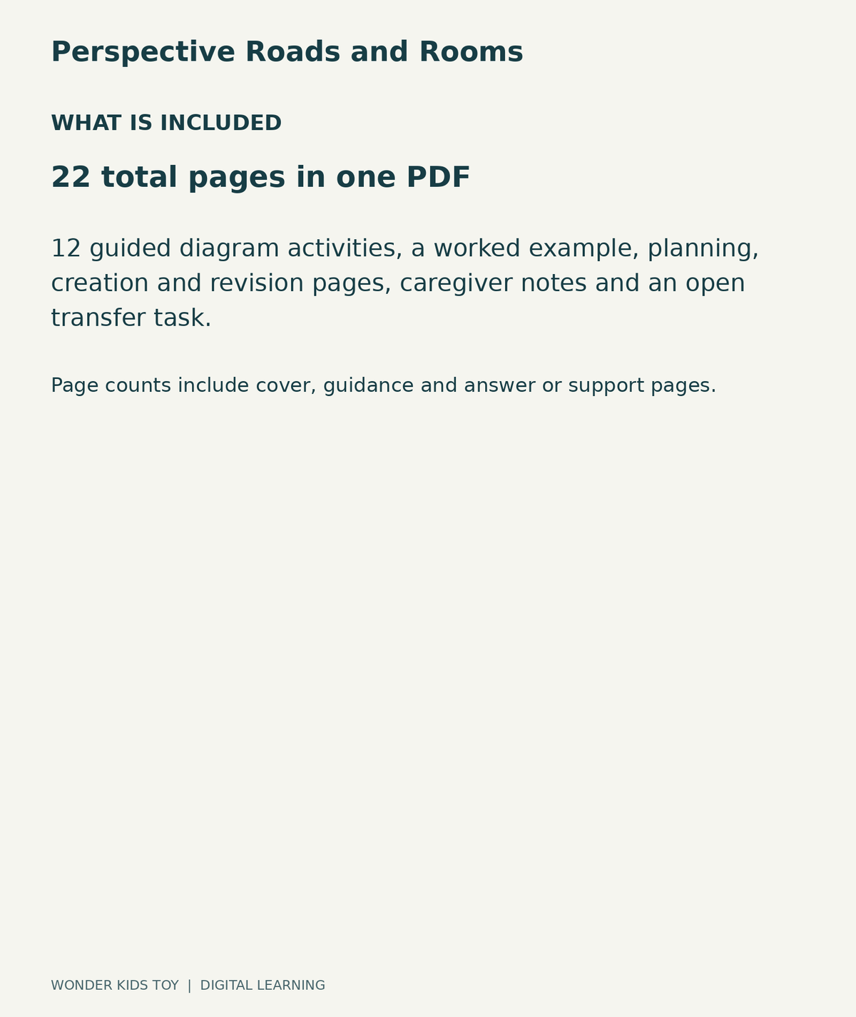 Perspective Roads and Rooms: contents overview, one PDF with 22 total pages
