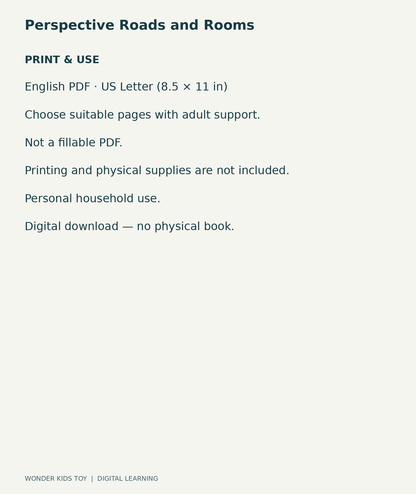 Perspective Roads and Rooms: US Letter English printable PDF and household-use details