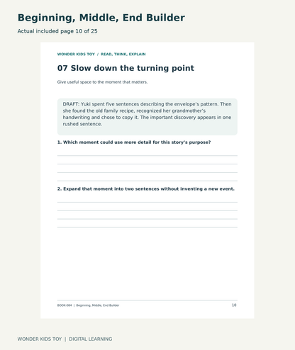 Beginning, Middle, End Builder: actual included PDF page 10 of 25