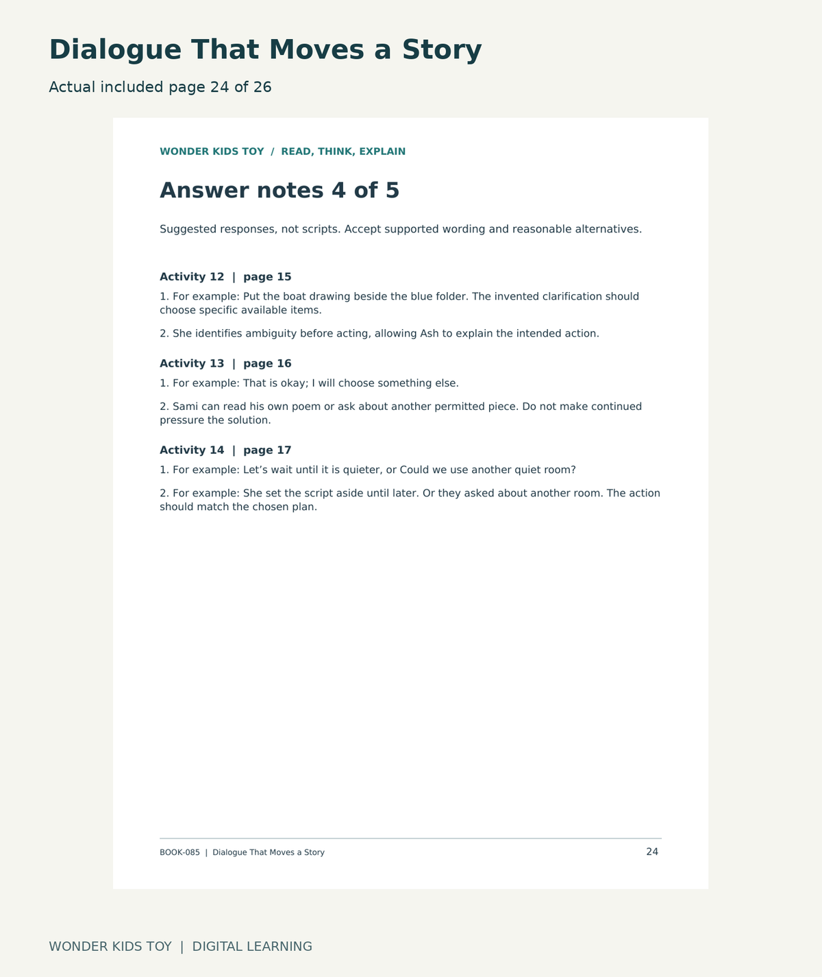 Dialogue That Moves a Story: actual included PDF page 24 of 26