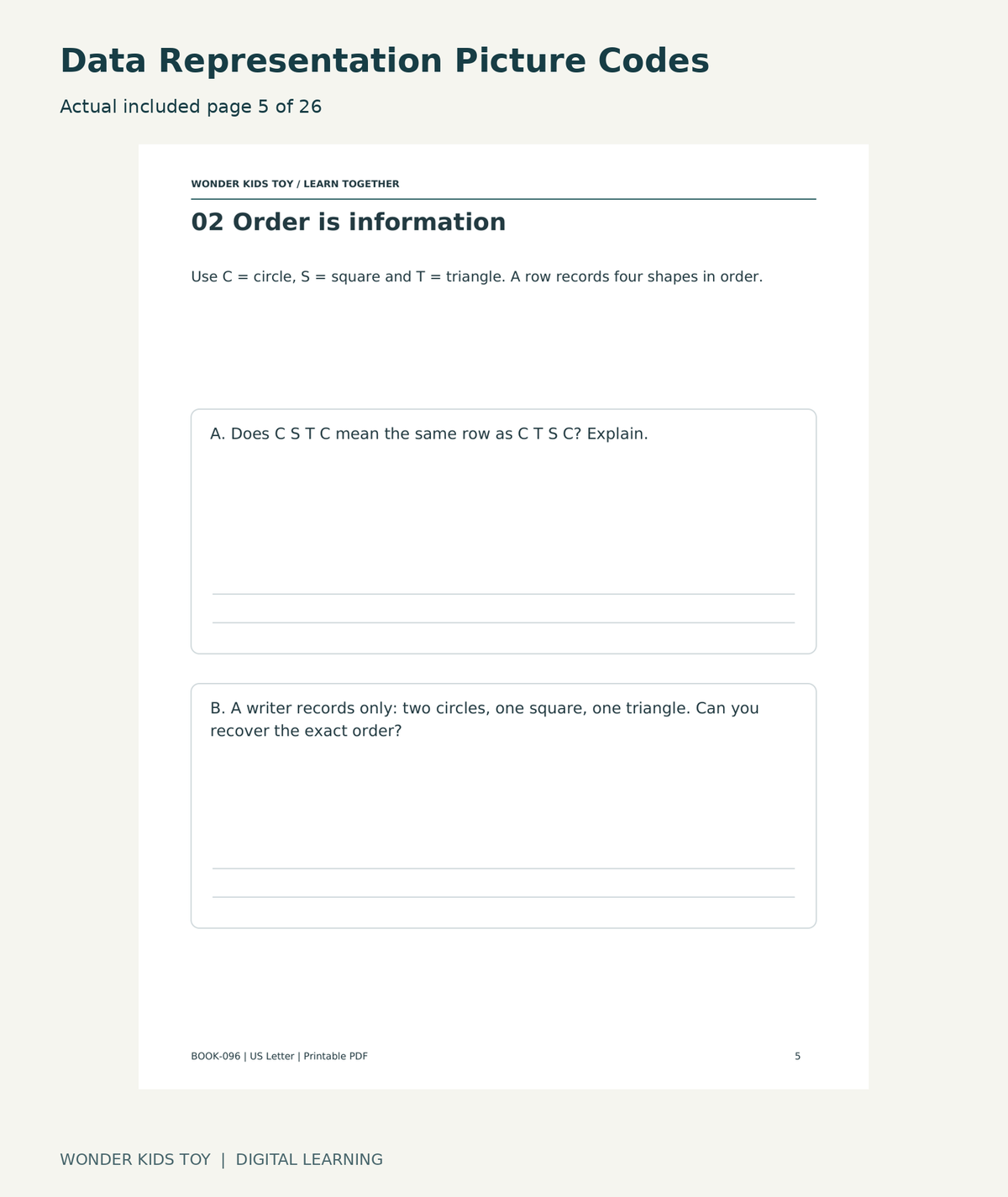Data Representation Picture Codes: actual included PDF page 5 of 26