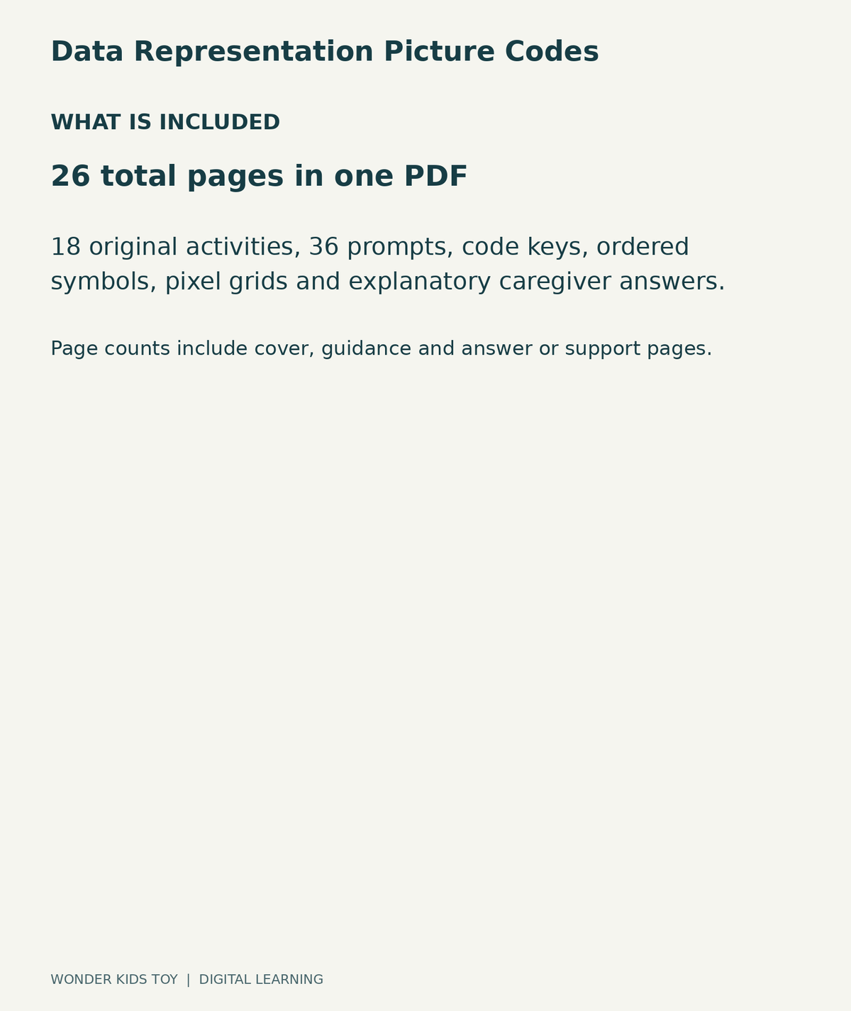 Data Representation Picture Codes: contents overview, one PDF with 26 total pages