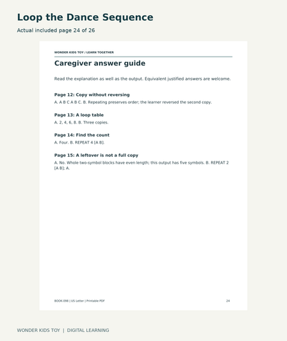 Loop the Dance Sequence: actual included PDF page 24 of 26