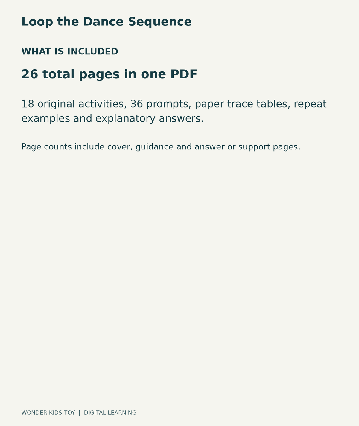 Loop the Dance Sequence: contents overview, one PDF with 26 total pages