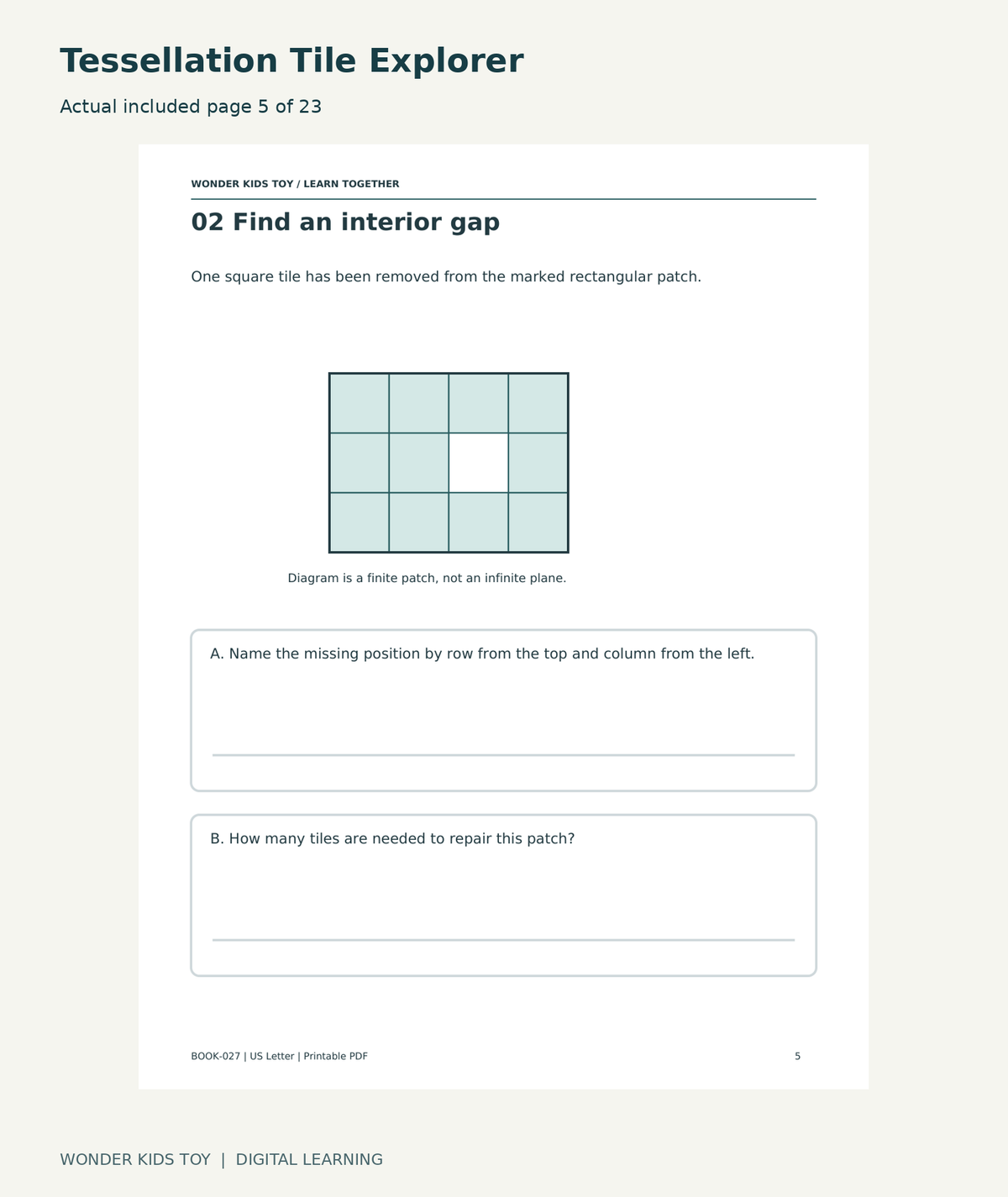 Tessellation Tile Explorer: actual included PDF page 5 of 23