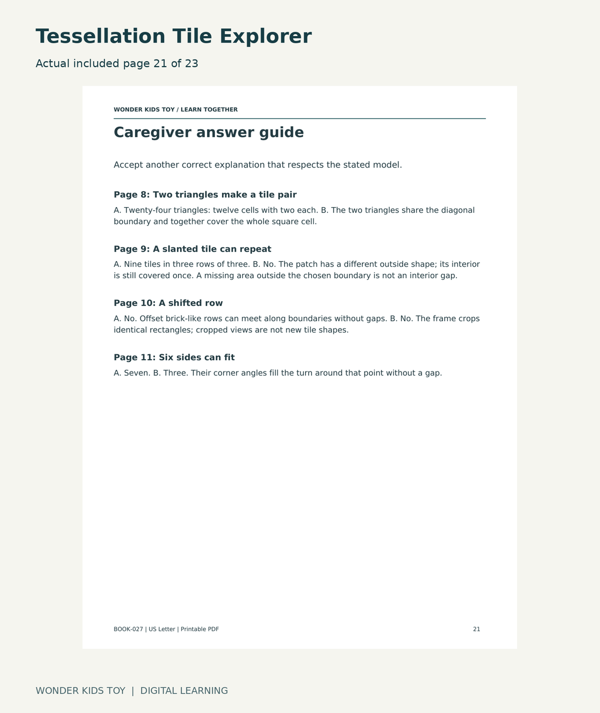 Tessellation Tile Explorer: actual included PDF page 21 of 23